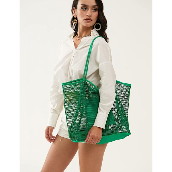 Mesh Beach Tote Dame Skulder Håndtaske A916-624 Green