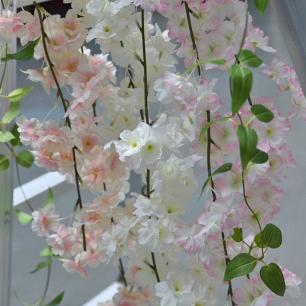 Kunstig blomsterrattan, kirsebærblomst, hvid