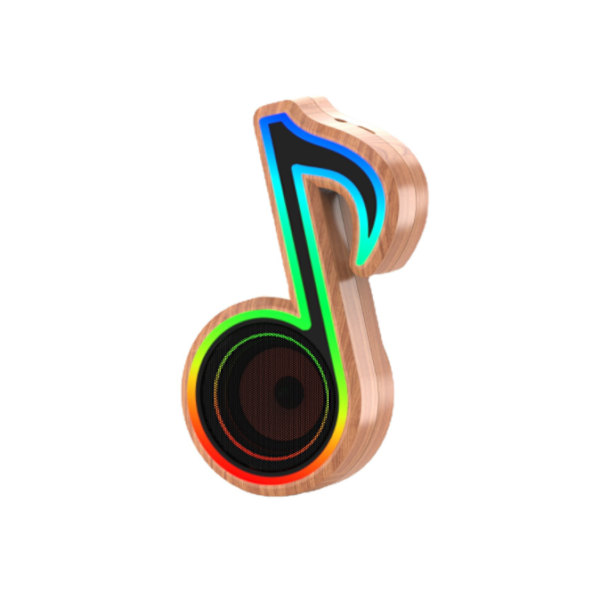 Bluetooth högtalare, Desktop Small Note Sound, Wireless Colorful RBG Lighting (Wood Grain),