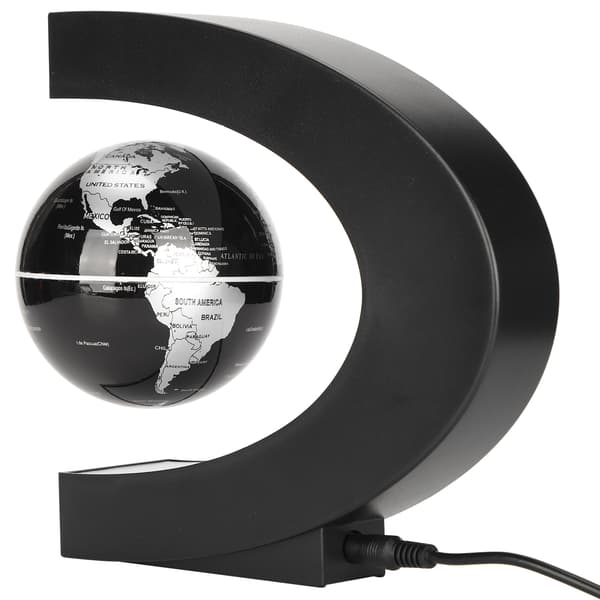 Flydende magnetisk levitationsglobus med LED-lys - C-formet base (US-stik, 100-240V)