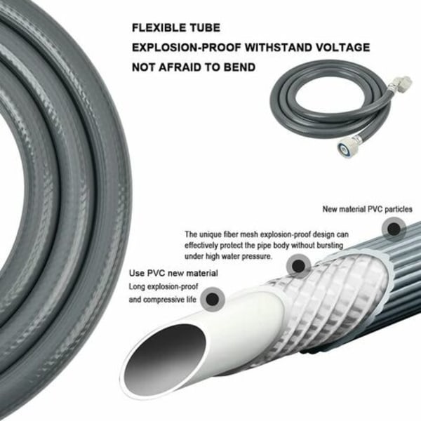 Tvättmaskin Vattenslang 1,5 m inloppsslang Förlängning vattenslang, 25 mm 3/4 tum vinkel/rak vatteninloppsslang, för disk