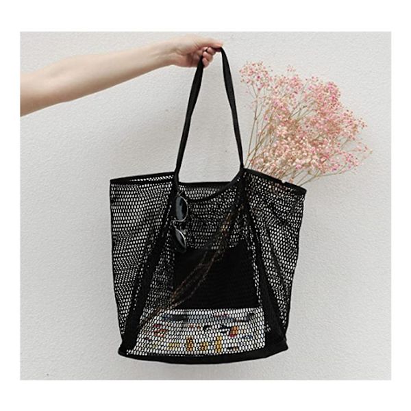 Mesh Beach Tote Dame Skulder Håndtaske A916-624 Black