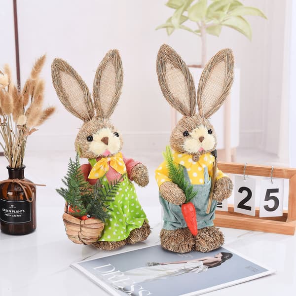 Påskhare Dekoration 35cm Rustik Kaninfigur Skum Heminredning