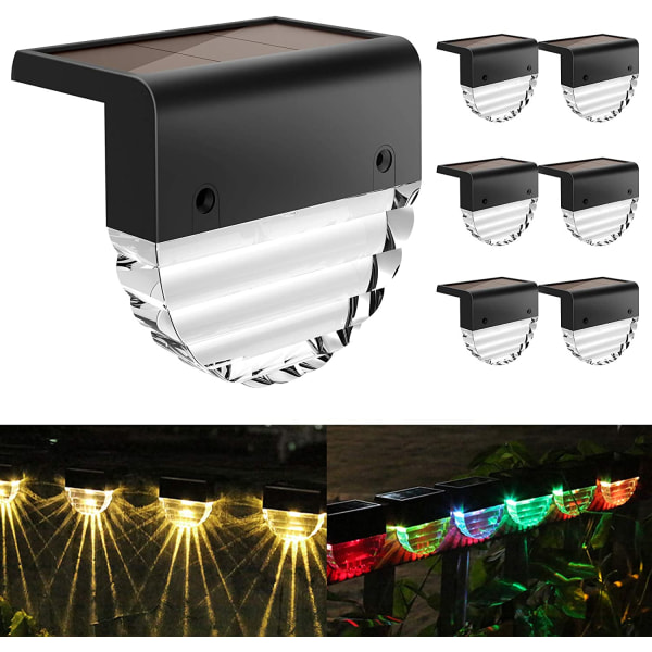 Solar Patio Lights, 6 Pack Vandtæt Solar LED Outdoor Lights til terrasser, trapper, gårdhaver, havestier, trapper og hegn