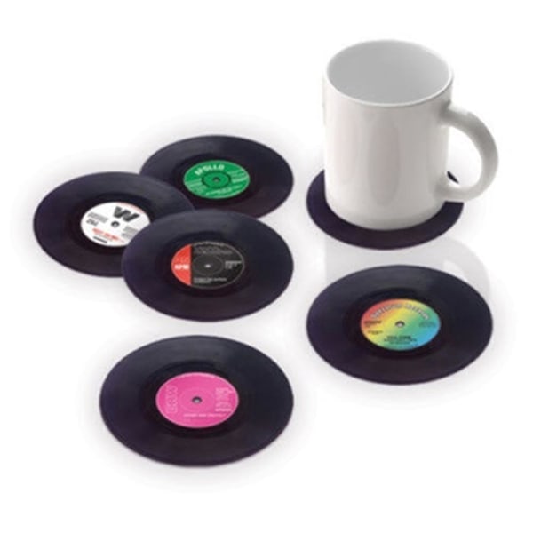 5kpl Retro-cd-design liukastumisenesto PVC-juomaalustan kuppi kahvimatto tabletti