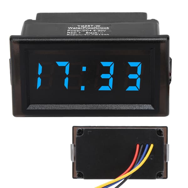 DC 4.5 30V Vattentät Bil Auto Elektronisk LED Digital Klocka Blå Display