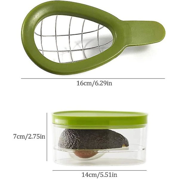 2 set 3-in-1 avokadoviipalointikoneen säilytyslaatikko Avokadon viipalointikone, säilyttää tuoreuden Kannettava tiiviste Tiukka astianpesukone ja jääkaappi Sopii hyvin työhön College Outd