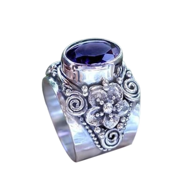 Bred snidad unisex Lyxig lila Faux Crystal Finger Ring Smycken Accessaries US 7