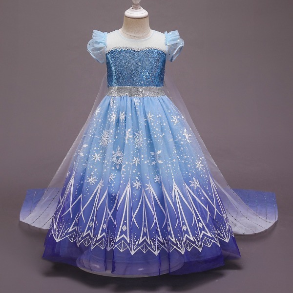 Princess Elsa print paljettklänning med cape 130cm