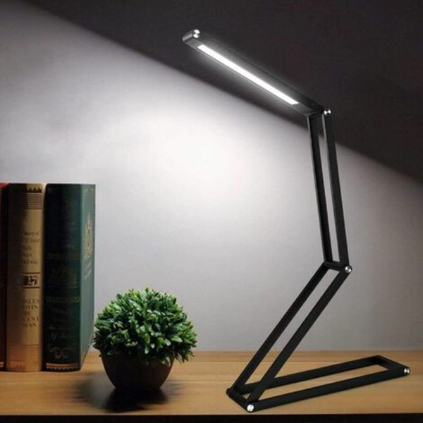 LED-bordslampa, hopfällbar trådlös USB uppladdningsbar bordslampa, vridbart lamphuvud, 3 dimbara lägen för sovrum, kontor, co