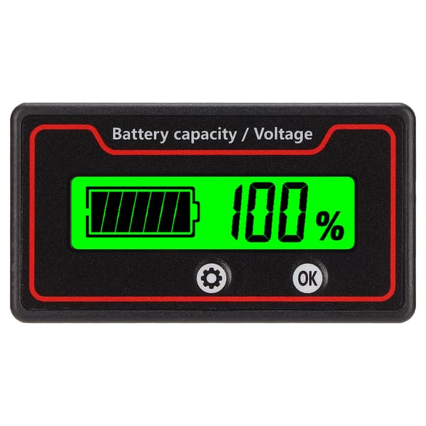 Grønt Lys LCD Batterimåler Kapacitet Spændingstester til Elektriske Køretøjer 12-84V