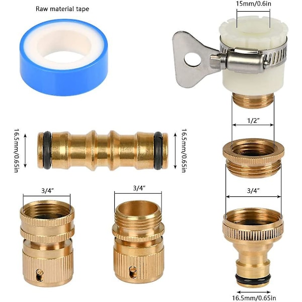 L 4 stykker gevindadaptere, Messing Connect Y Ventil Slange ende Rørfittings til rør Universal Adapter Tilbehør Adapter Connector