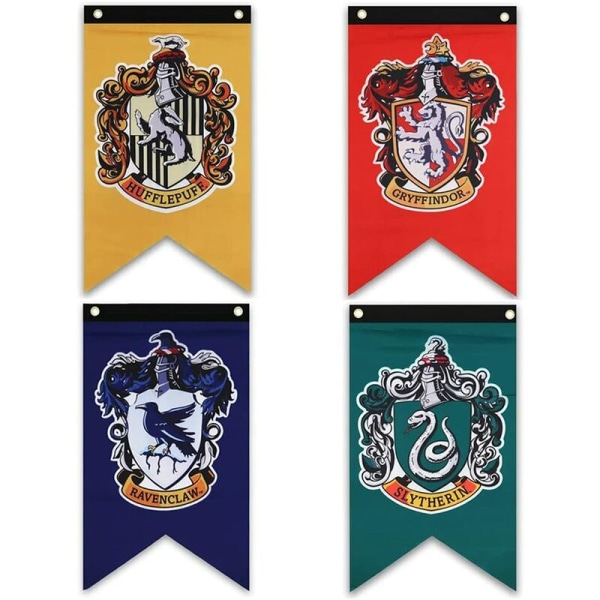 Harry Potter Gryffindor, Slytherin, Hufflepuff, Ravenclaw, House Banner Dubbellager Väggdekor för utomhusfest inomhus