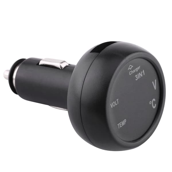 Dobbelt LED Digital Display Voltmeter Termometer Cigarettænder USB Oplader Blå Rød