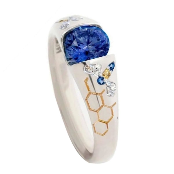 Kvinnor Faux Sapphire Rhinestone Bikupa Butterfly Finger Ring Party Smycken Gift US 7