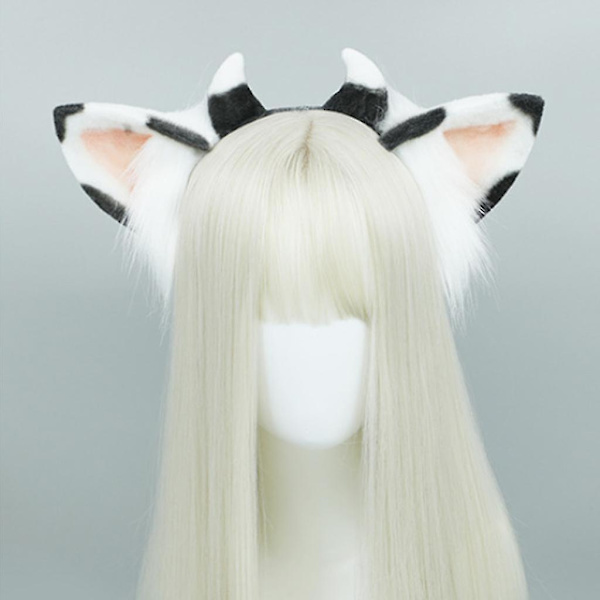 Plys ko-ører hårbånd Tegnefilm dyr øre pandebånd Anime Cosplay hårbøjle Pink white