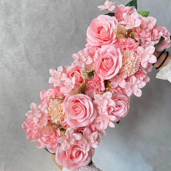 Kunstig Blomst Bryllup Bord Midtstykke Løper Blomsterarrangement
