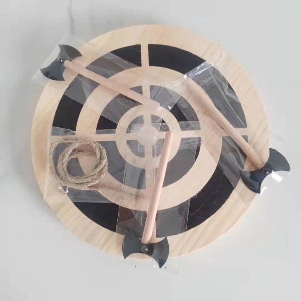 1 set måltavla i trä med yxor Realistiskt interaktivt familjespel för att kasta tallrik för träpilleksaker Fars dagstillbehör