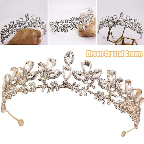 Zirkon Bladform Krona Kristall Bröllopssmycken Bröllopsfotografering Tiara