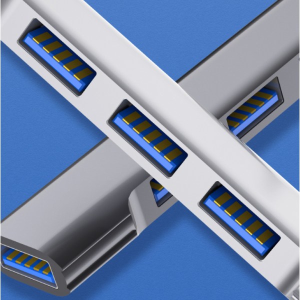 Multifunktionsdator Multi-Interface Expansion Hub en till fyra splitter (USB 4 portar silver)