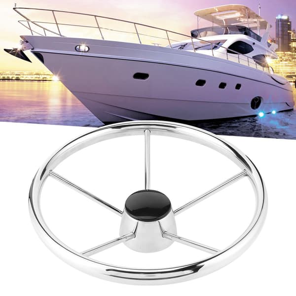 13,5 tommers 5-eikers båtratt i rustfritt stål, speilpolert, skipstilbehør