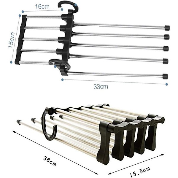 Buksebøjle, 4 stk. Pladsbesparende bøjle Magic Hanger Foldbar rustfrit stål rejsebøjler Bukseholdere, til bukser Kjoler bindehåndklæder
