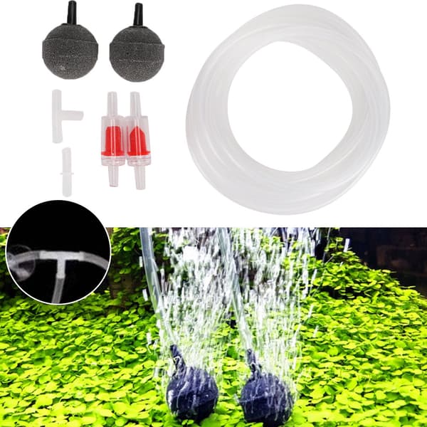 Akvarium Luftpump Tillbehör Sugkopp Backventil Luftsten 3-Vägs Slang Set