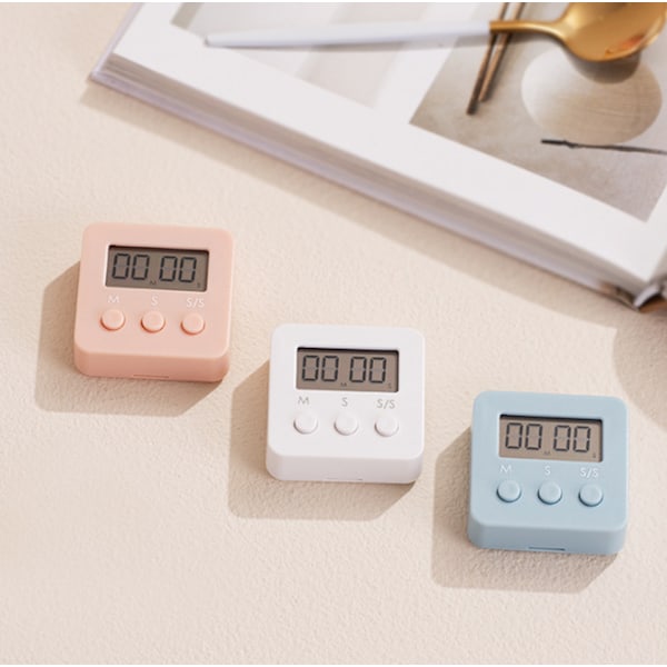 Bärbar enkel och liten Samm Timer för hemmatlagning (vit)