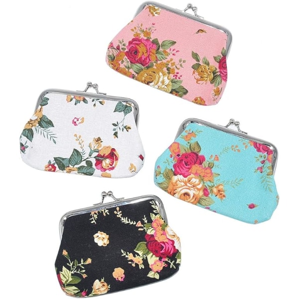 4 paket canvasplånböcker med vacker spänne.--