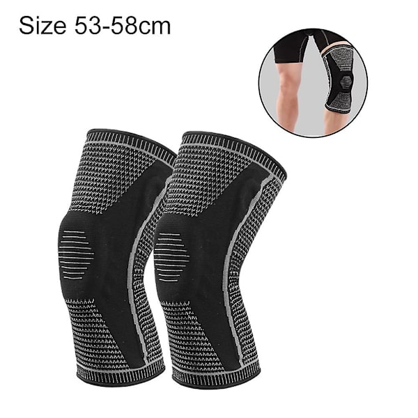 Silikone knæbeskyttere strikket sportsknæbeskytter nylon Black XL