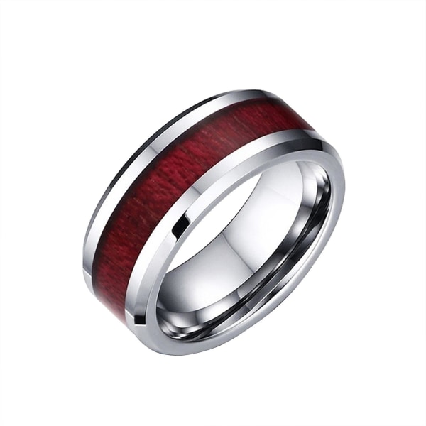 Ring Firm Red Wood Grain Design Titanium Steel Romantic Lovers Finger Decor For Valentine Gift US 9