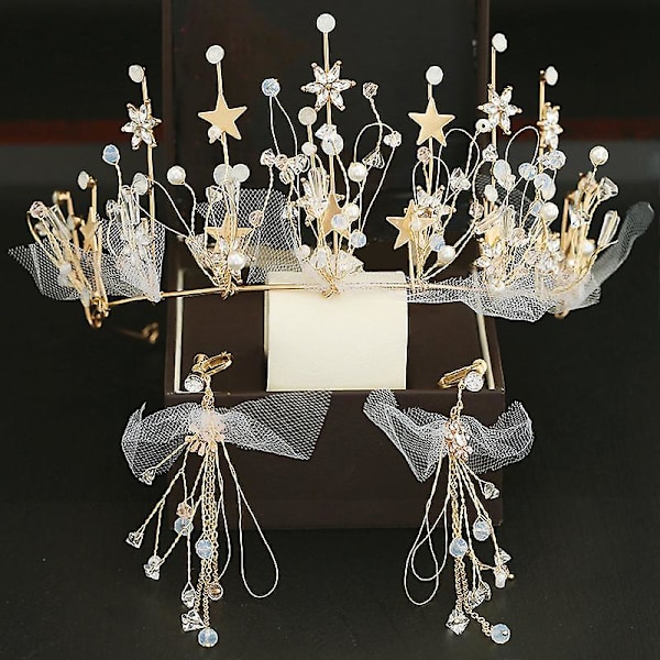 Pearl Crown pandebånd med kvast øreringe Halvcirkulært design Elegant letvægts langvarig til