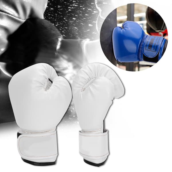 Boxningshandskar i PU-läder för barn, sparring, boxningssäck, träningshandskar, vit
