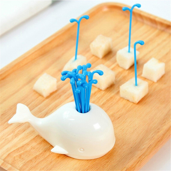 3 X 16 st/ set Frukttandpetare Miljövänliga Solid Abs Plast Söt Beluga White Whale Fruktsallad Välj för hemmet
