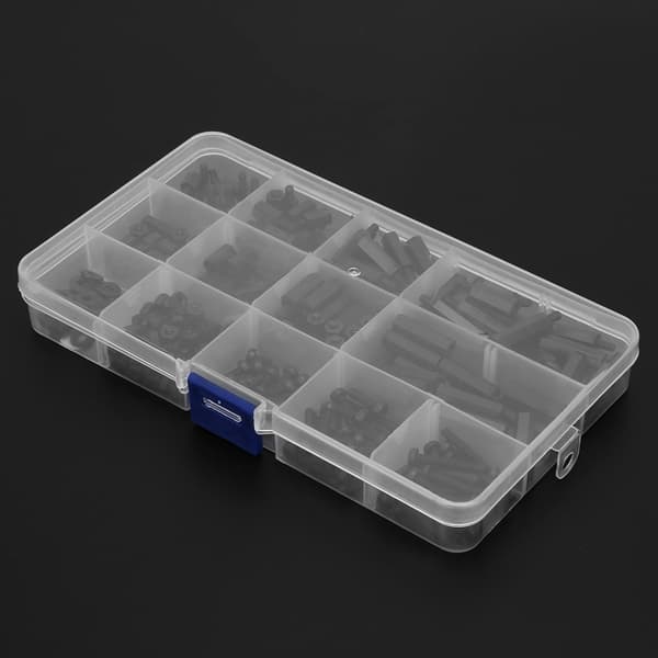 320PCS Svarta Nylon Hex Distanser M3 Skruv Mutter Set