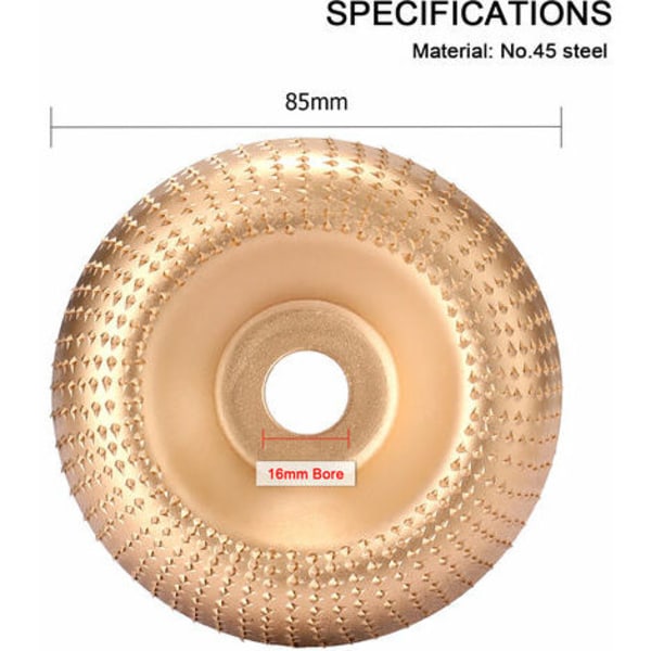 Træbearbejdningsslibeskive Graveringsskive Vinkelsliber Kulstofstålskive 16mm ID 100mm OD, Sort