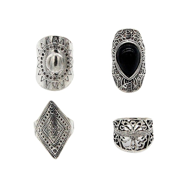 4st/ set Bohemian Style Unisex Ring Slitstark Lättvikt Super Cool Fidget Ring För Fest