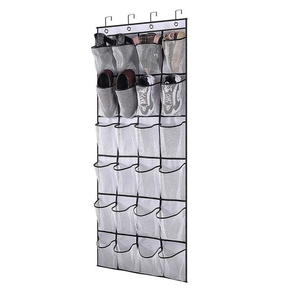 Over The Door Shoe Organizer 24 store netlommer, hvid