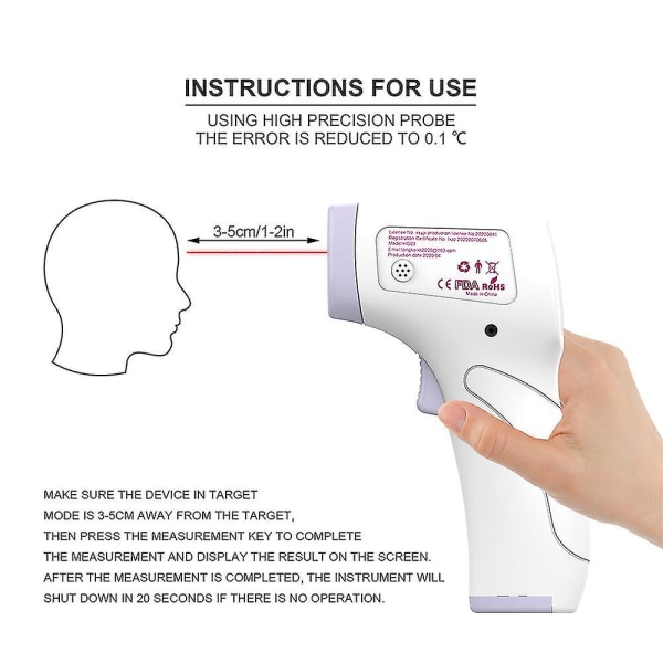 Infraröd högprecisionstemperaturpistol handhållen