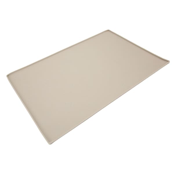 Fodermåtte til kæledyr, skridsikker, vaskbar, tåler opvaskemaskine, silikone, stor hundevandskålsmåtte, beige