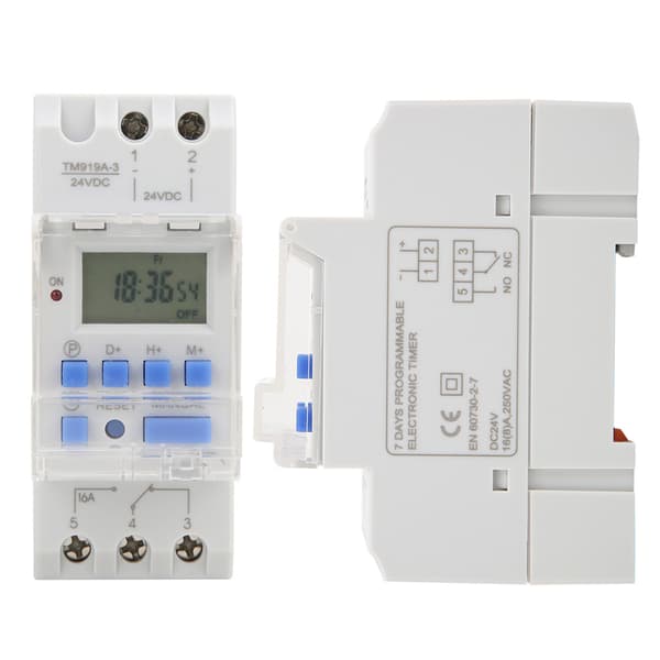 TM919A 3 24V DC 16A LCD 7 Dagers Programmerbar Digital Timerbryter