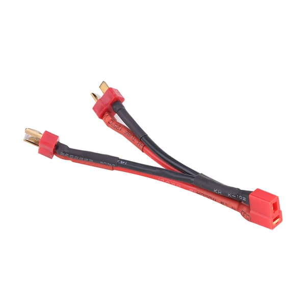 T-stik strømledning til 2-6S Lipo-batteri - Deans Style T-stik 2 han til T-stik 1 hun (silikonsnor)