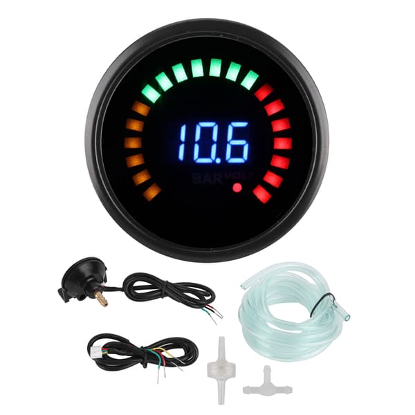 Universal Turbo Boost Måler Voltmeter 52mm LED Digital Display 12V 2 i 1 Måler Sort Skive