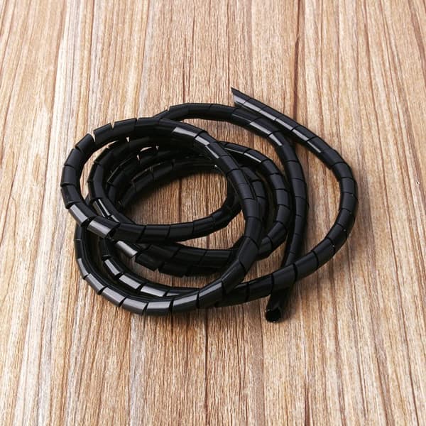 Svart spiral kabelstrømpe 6mm 5m