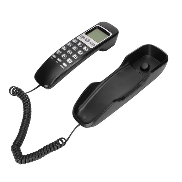 LCD Skærm Lille Fastnet Telefon til Hjemmekontor Callback Sort