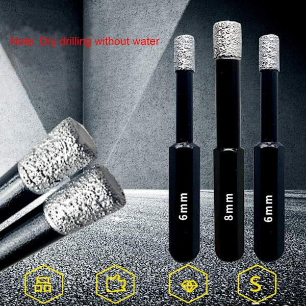 Kuusiokoloinen keraaminen kuivaporanterä 6mm+8mm+12mm+10mm timanttiporanterä Laitetyökalu, joka sopii työkaluhuoneeseen