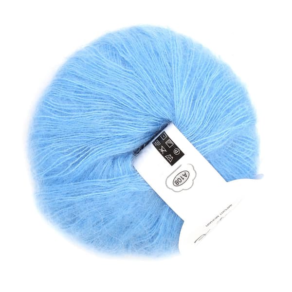 Blød og varm lang mohair Pashmina strikket uldgarn - lyseblå