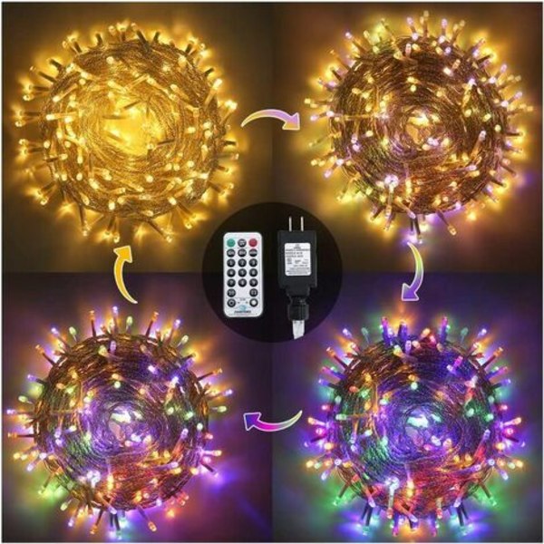 10 Ones Design Utomhus String Lights 262FT 640 LED Christmas Fairy Twinkle Lights Varmvit Flerfärgad Changing with Re