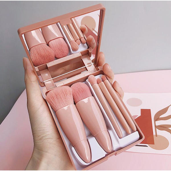 5 makeup børster sæt med spejl