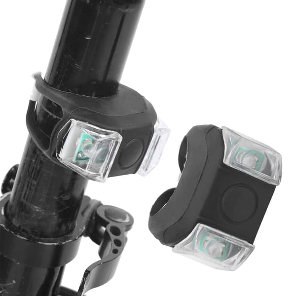 2 stk. cykel LED-lys for- og baglygte cykeladvarselslys vandtæt 3 lystilstande sort